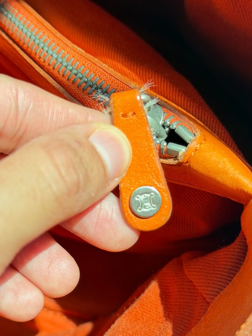Celine Orange Leather Tote handbag - Picture 9 of 13